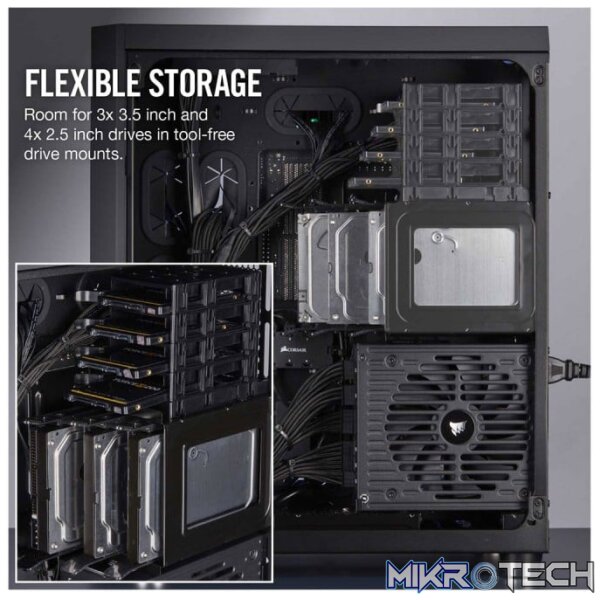Corsair Crystal Series 680X Black RGB E-ATX Chassis with Tempered Glass Side Panel - Image 5
